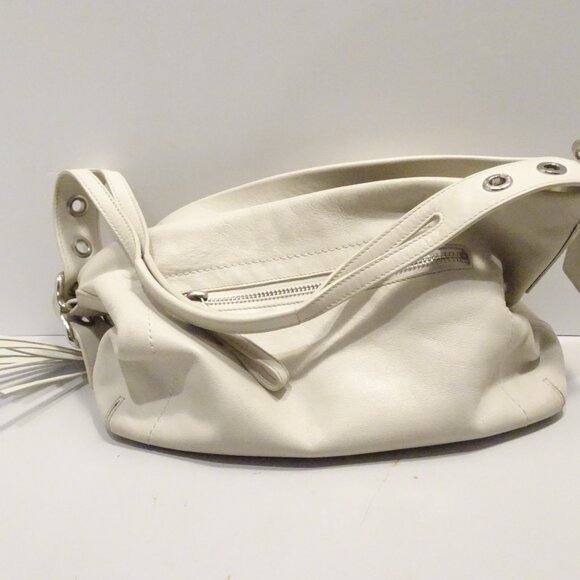 Coach East West Leather Shoulder Bag 1417 Off White Ecru Y2K 